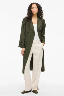 Vila Gabardines|Sobretudos-Gabardina longo com nós Verde