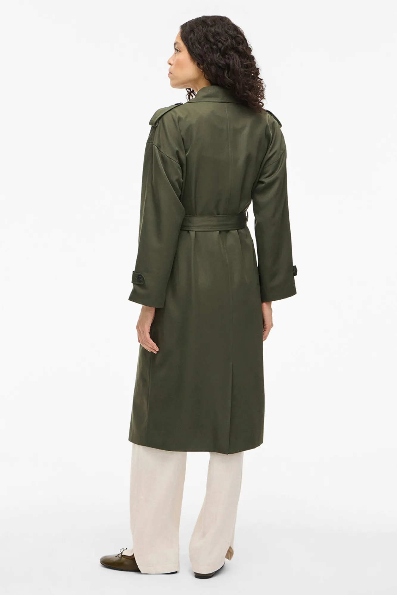 Vila Gabardines|Sobretudos-Gabardina longo com nós Verde