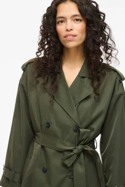 Vila Gabardines|Sobretudos-Gabardina longo com nós Verde