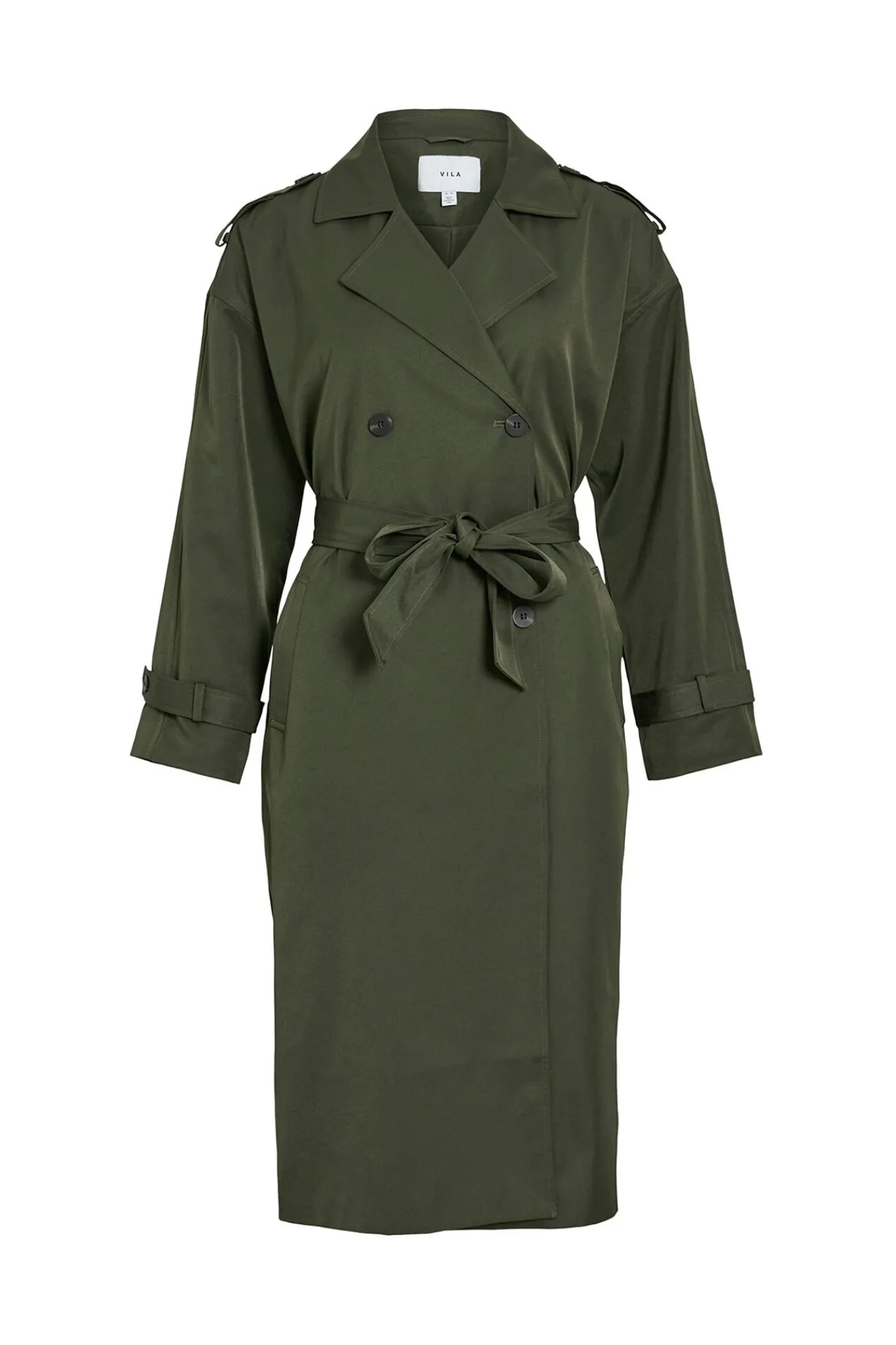 Vila Gabardines|Sobretudos-Gabardina longo com nós Verde