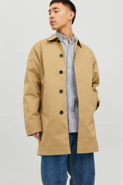 Jack & Jones Sobretudos-Gabardine com gola italiana cru