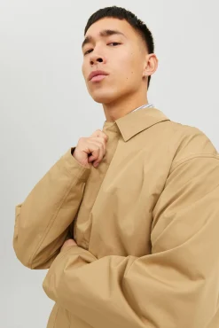 Jack & Jones Sobretudos-Gabardine com gola italiana cru