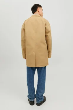 Jack & Jones Sobretudos-Gabardine com gola italiana cru