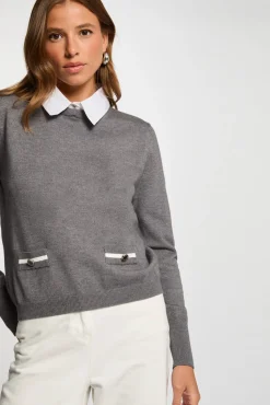 Morgan Camisolas-Gola com gola de camisola Cinzento