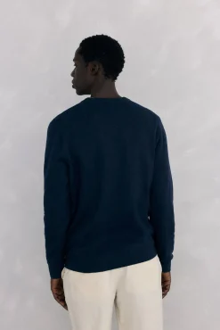 Pedro del Hierro Camisolas-Gola de lã merino e cashmere com bico Azul