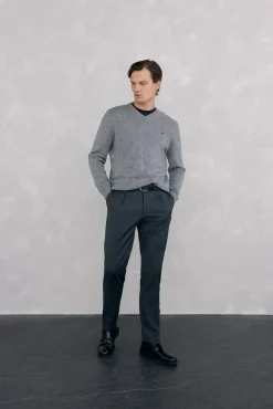 Pedro del Hierro Camisolas-Gola de lã merino e cashmere com bico Cizento