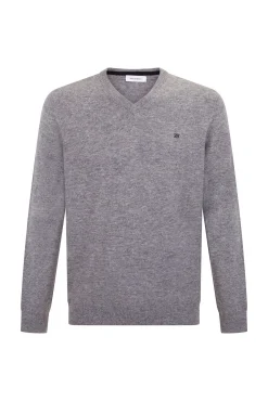 Pedro del Hierro Camisolas-Gola de lã merino e cashmere com bico Cizento