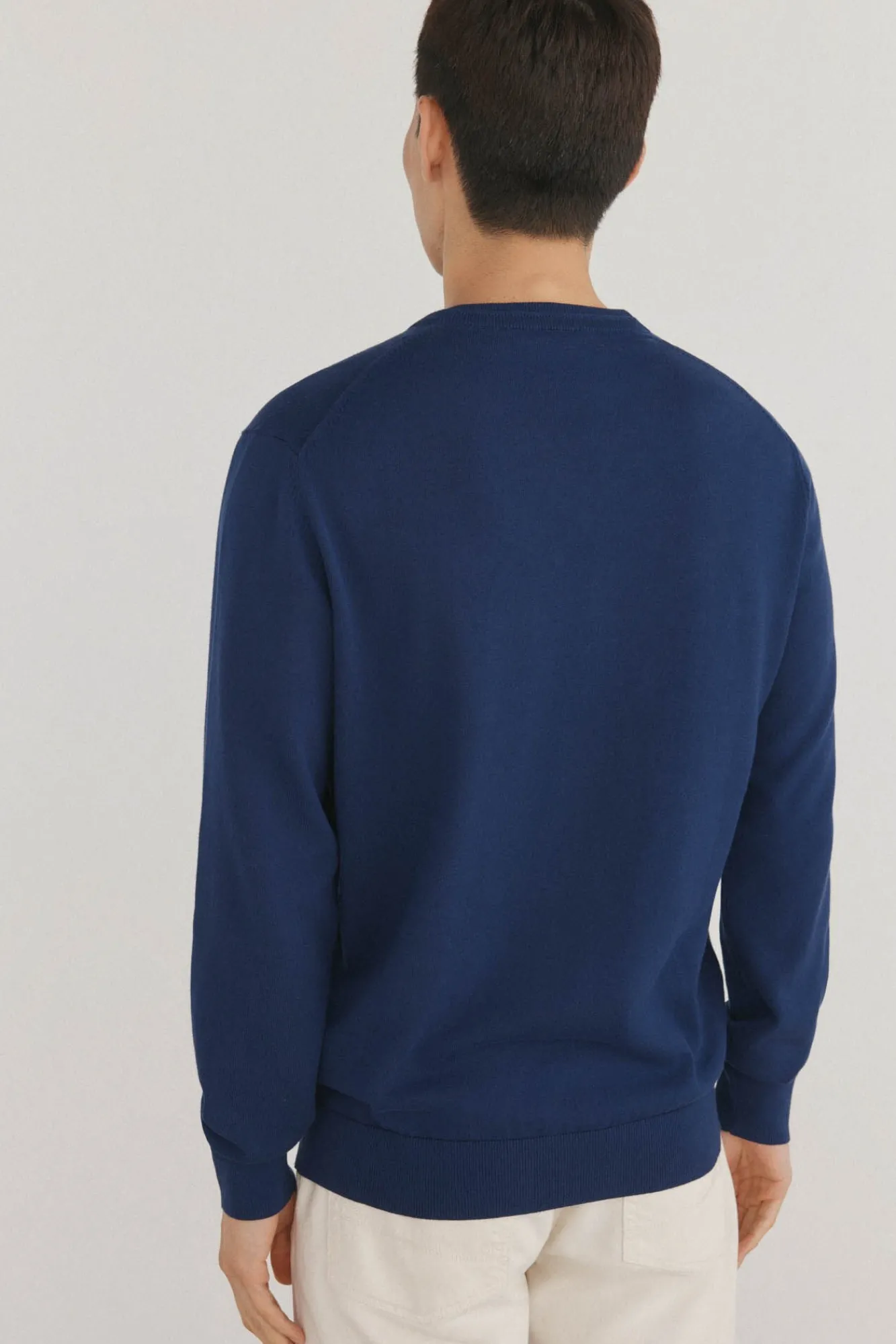 Pedro del Hierro Camisolas-gola de malha fina de algodão premium com bico Azul