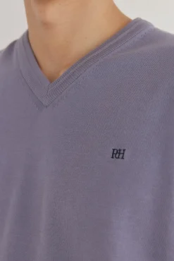 Pedro del Hierro Camisolas-gola de malha fina de algodão premium com bico P&uacute;rpura