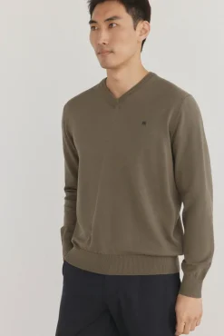 Pedro del Hierro Camisolas-gola de malha fina de algodão premium com bico Verde