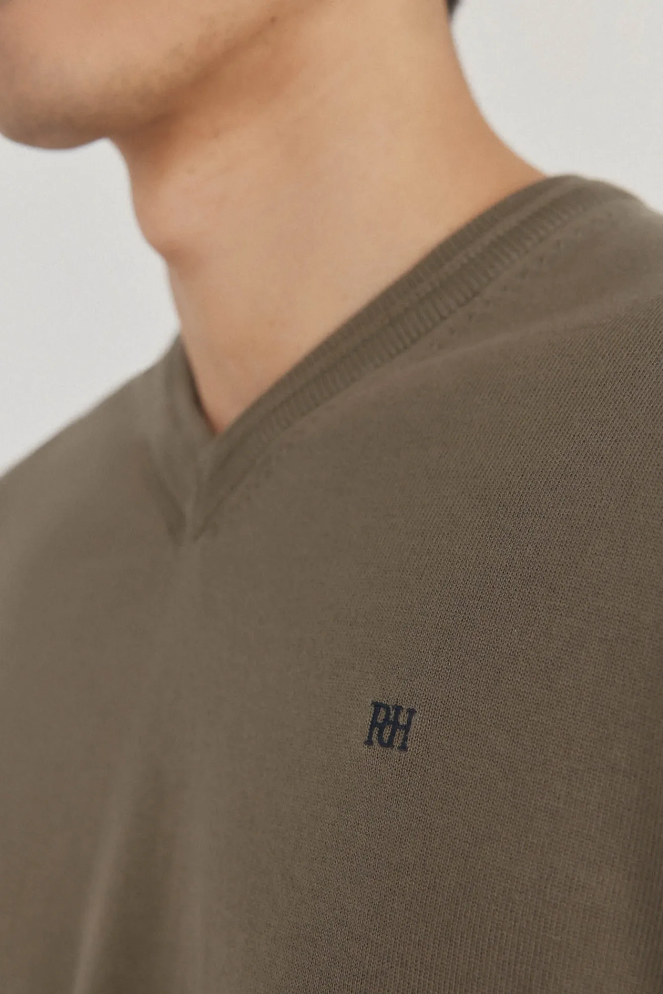 Pedro del Hierro Camisolas-gola de malha fina de algodão premium com bico Verde