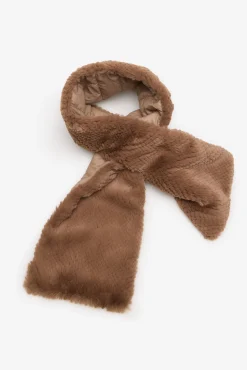 Cortefiel Cachecol-Gola de pele reversível Castanho