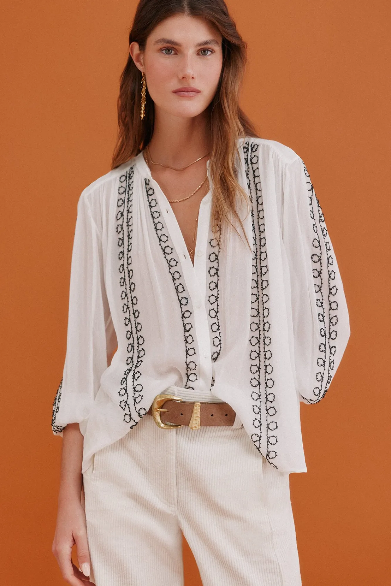 Hoss Intropia Blusas-Graça. Blusa bordada Branco