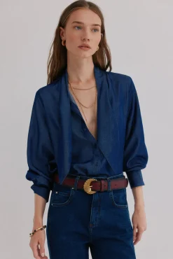 Hoss Intropia Blusas-Graciela. Blusa com detalhe de nó Azul