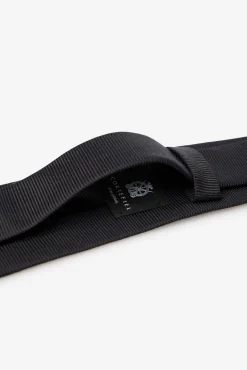 Cortefiel Gravatas-Gravata seda natural Preto