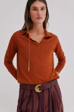 Hoss Intropia Camisolas-Idoia. Casaco de malha com gola de lapela Laranja