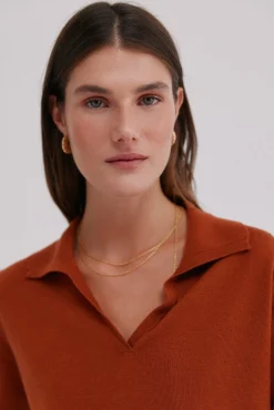 Hoss Intropia Camisolas-Idoia. Casaco de malha com gola de lapela Laranja