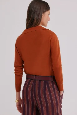 Hoss Intropia Camisolas-Idoia. Casaco de malha com gola de lapela Laranja