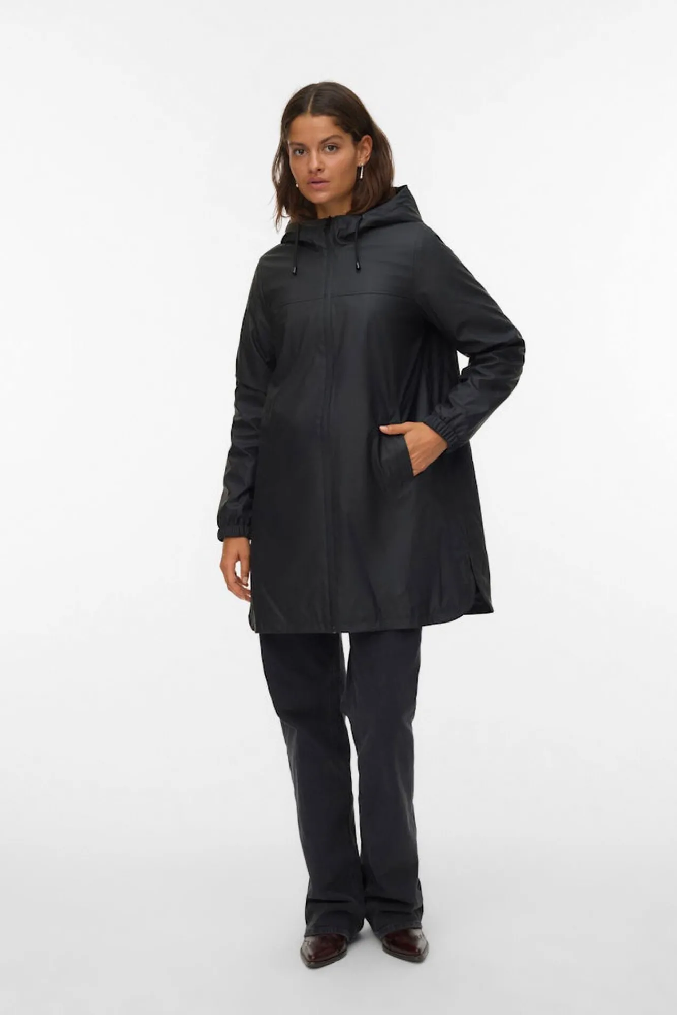 Vero Moda Sobretudos|Casacos-Impermeável com capuz Preto