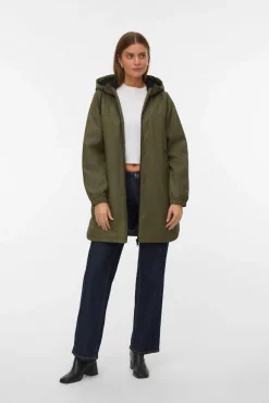 Vero Moda Sobretudos|Casacos-Impermeável com capuz Verde