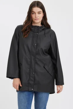 Vero Moda Curve Sobretudos|Casacos-Impermeável com capuz Curve Preto