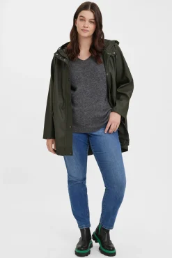 Vero Moda Curve Sobretudos|Casacos-Impermeável com capuz Curve Verde