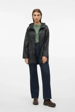 Vero Moda Sobretudos|Casacos-Impermeável de manga comprida com capuz Preto