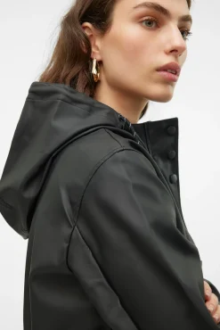 Vero Moda Sobretudos|Casacos-Impermeável de manga comprida com capuz Preto