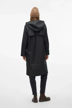 Vero Moda Sobretudos|Casacos-Impermeável midi com capuz Preto