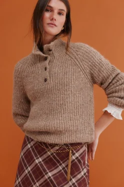 Hoss Intropia Camisolas-Irina. Camisola com gola Perkins Beige