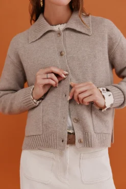 Hoss Intropia Camisolas-Itziar. Casaco de malha com bolsos Beige