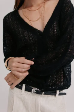 Hoss Intropia Camisolas-Ivy. Casaco de malha vazado Preto