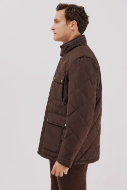 Cortefiel Casacos|Sobretudos-Jaqueta acolchoada com losangos Castanho