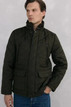 Pedro del Hierro Casacos|Sobretudos-Jaqueta acolchoada com padrão de diamante Verde