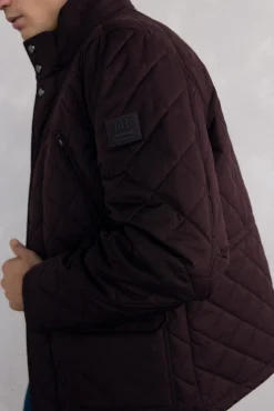 Pedro del Hierro Casacos|Sobretudos-Jaqueta acolchoada com padrão de diamante Bordeaux