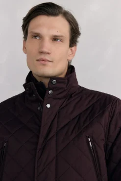 Pedro del Hierro Casacos|Sobretudos-Jaqueta acolchoada com padrão de diamante Bordeaux