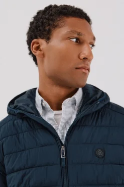 Cortefiel Casacos|Sobretudos-Jaqueta acolchoada ultraleve com capuz Azul