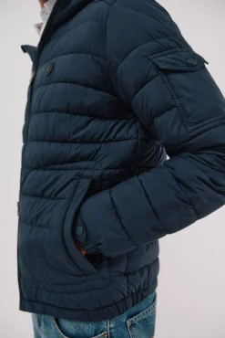 Cortefiel Casacos|Sobretudos-Jaqueta acolchoada ultraleve com capuz Azul