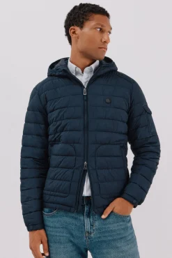 Cortefiel Casacos|Sobretudos-Jaqueta acolchoada ultraleve com capuz Azul