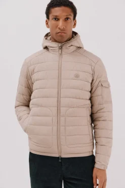 Cortefiel Casacos|Sobretudos-Jaqueta acolchoada ultraleve com capuz Tostado