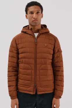 Cortefiel Casacos|Sobretudos-Jaqueta acolchoada ultraleve com capuz Castanho