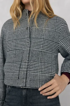 Pedro del Hierro Blazers|Sobretudos-Jaqueta bomber xadrez Cizento