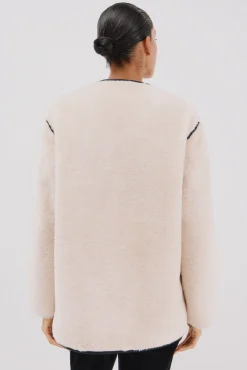 Cortefiel Casacos-Jaqueta brilhante com efeito dupla face Ecru