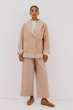 Cortefiel Sobretudos|Casacos-Jaqueta com efeito dupla face Tostado