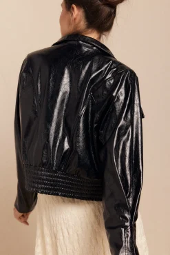 Slowlove Sobretudos-Jaqueta com efeito pele brilhante Preto