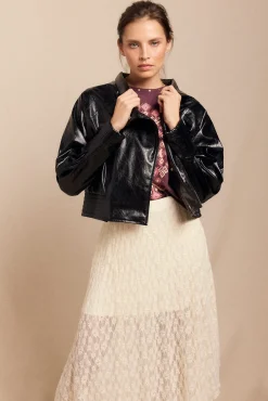 Slowlove Sobretudos-Jaqueta com efeito pele brilhante Preto