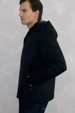 Pedro del Hierro Casacos|Sobretudos-Jaqueta com fecho-éclair e capuz Preto