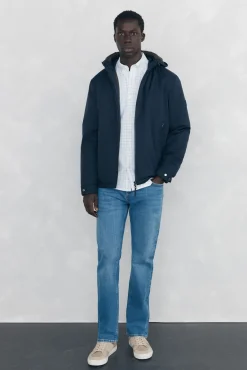 Pedro del Hierro Casacos|Sobretudos-Jaqueta com fecho-éclair e capuz Azul