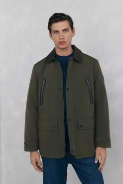 Pedro del Hierro Casacos|Sobretudos-Jaqueta com fecho-éclair repelente à água Verde