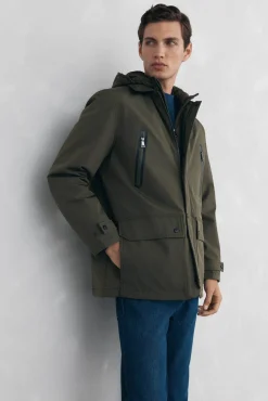 Pedro del Hierro Casacos|Sobretudos-Jaqueta com fecho-éclair repelente à água Verde